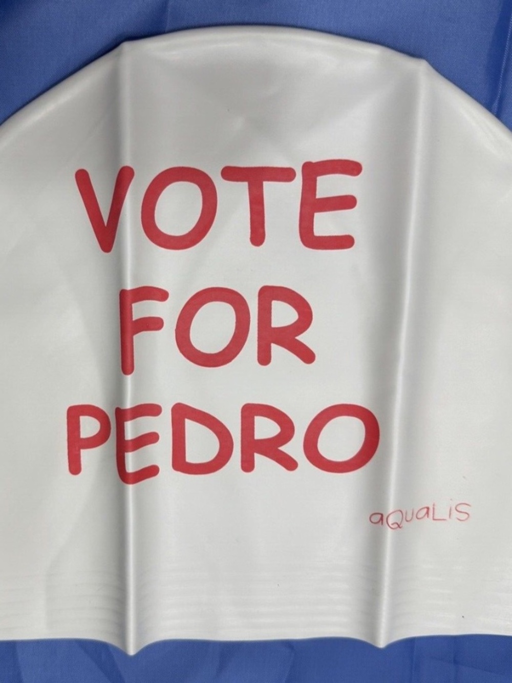 New VOTE FOR PEDRO quality latex swim cap aQuaLiS Surfing Napoleon Dynamite VTG